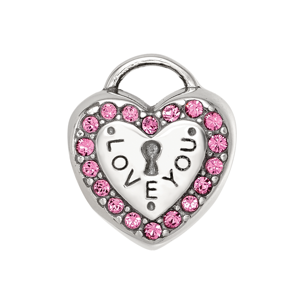 Sterling Silver Reflections Crystals Heart Lock Bead