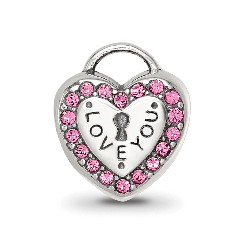 Sterling Silver Reflections Crystals Heart Lock Bead