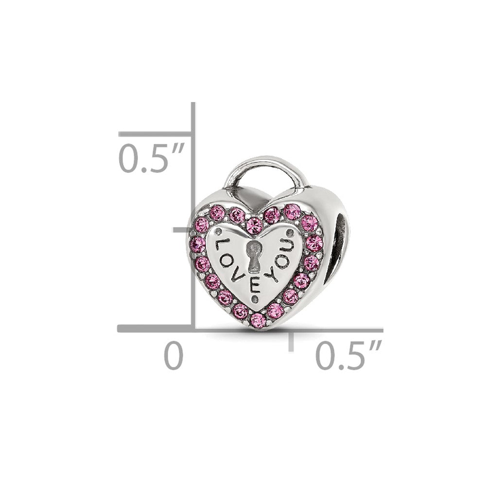 Sterling Silver Reflections Crystals Heart Lock Bead