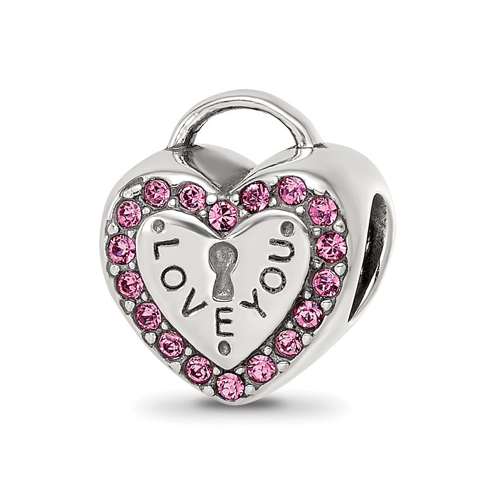 Sterling Silver Reflections Crystals Heart Lock Bead