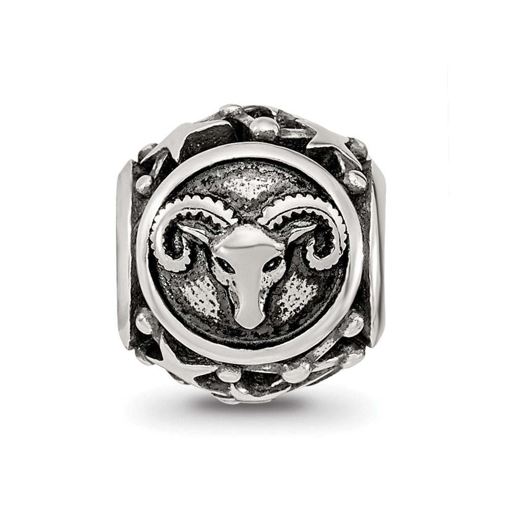 Sterling Silver Reflections Antiqued Zodiac Aries Bead