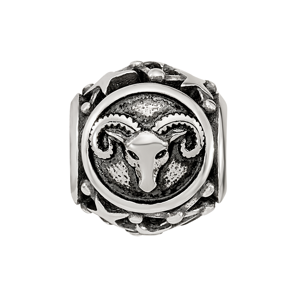 Sterling Silver Reflections Antiqued Zodiac Aries Bead