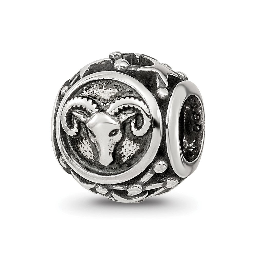 Sterling Silver Reflections Antiqued Zodiac Aries Bead