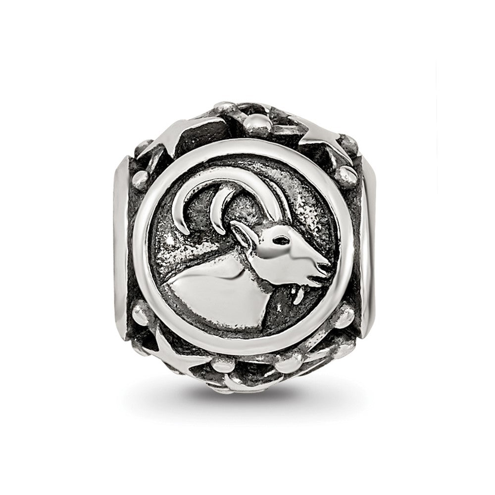 Sterling Silver Reflections Antiqued Zodiac Capricorn Bead