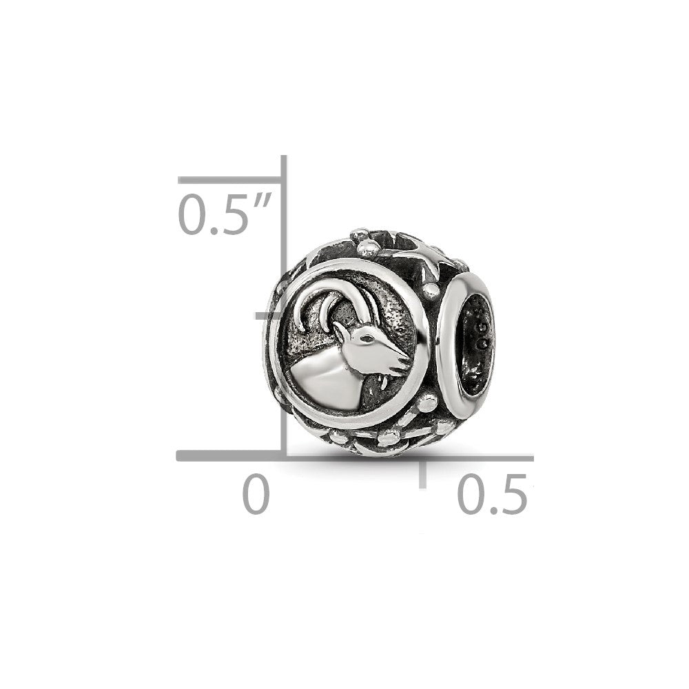 Sterling Silver Reflections Antiqued Zodiac Capricorn Bead