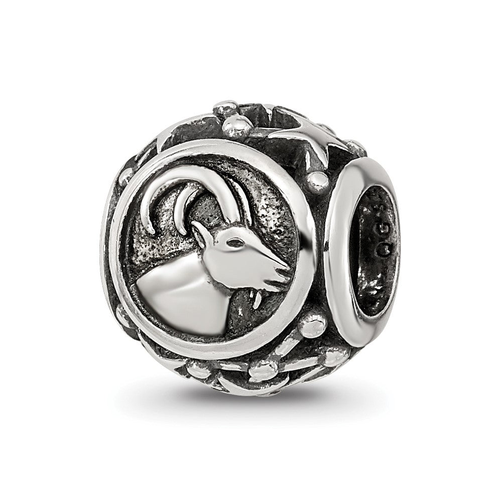 Sterling Silver Reflections Antiqued Zodiac Capricorn Bead