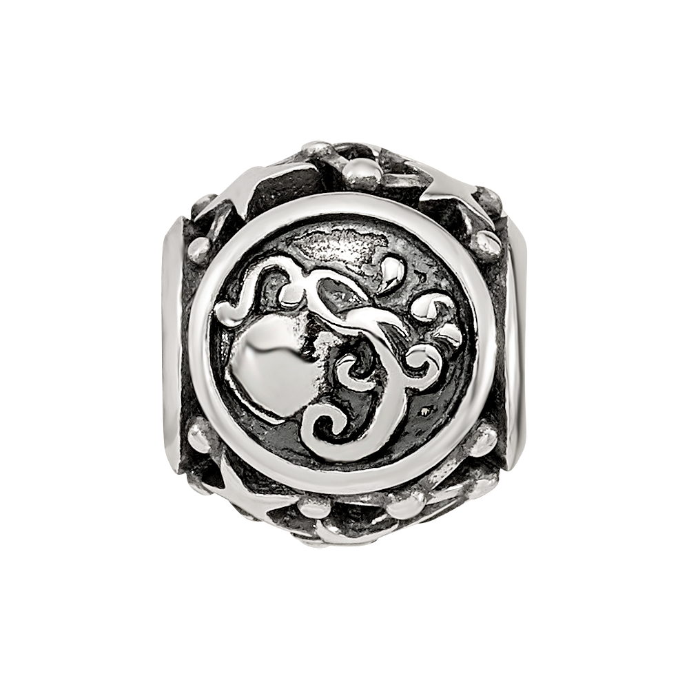Sterling Silver Reflections Antiqued Zodiac Aquarius Bead