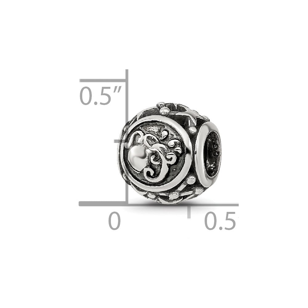 Sterling Silver Reflections Antiqued Zodiac Aquarius Bead