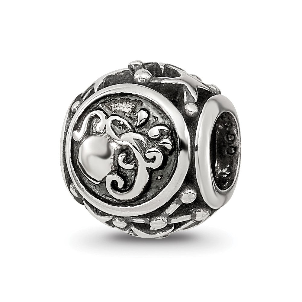 Sterling Silver Reflections Antiqued Zodiac Aquarius Bead