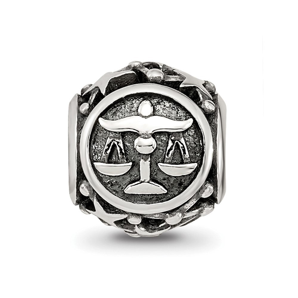 Sterling Silver Reflections Antiqued Zodiac Libra Bead