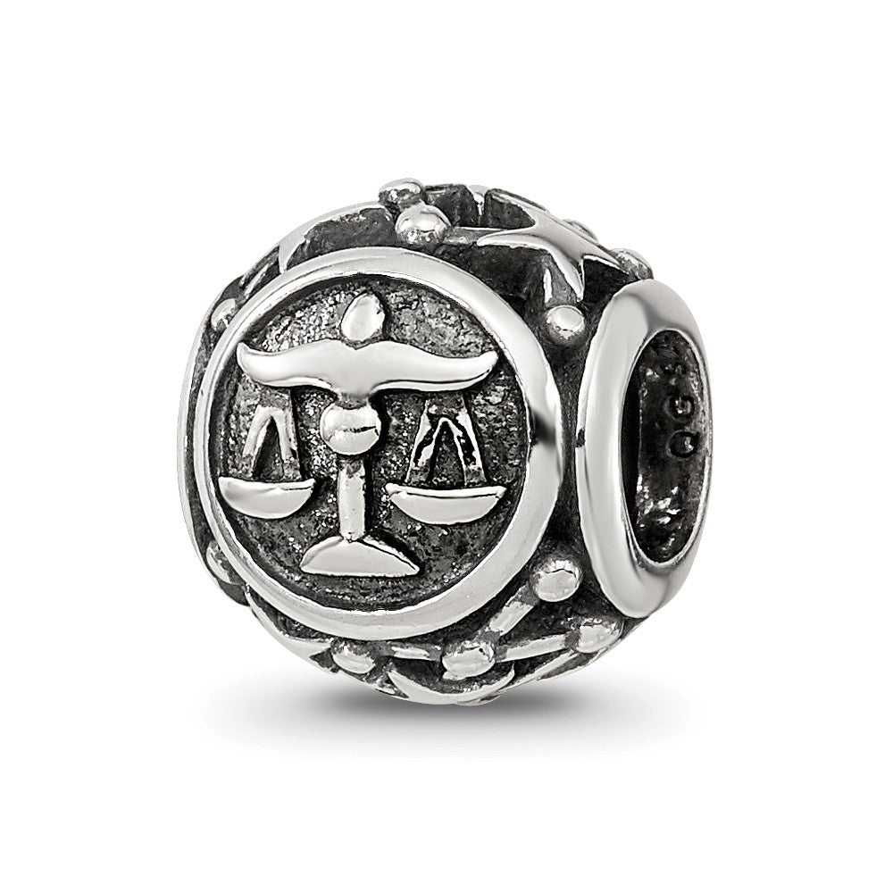 Sterling Silver Reflections Antiqued Zodiac Libra Bead