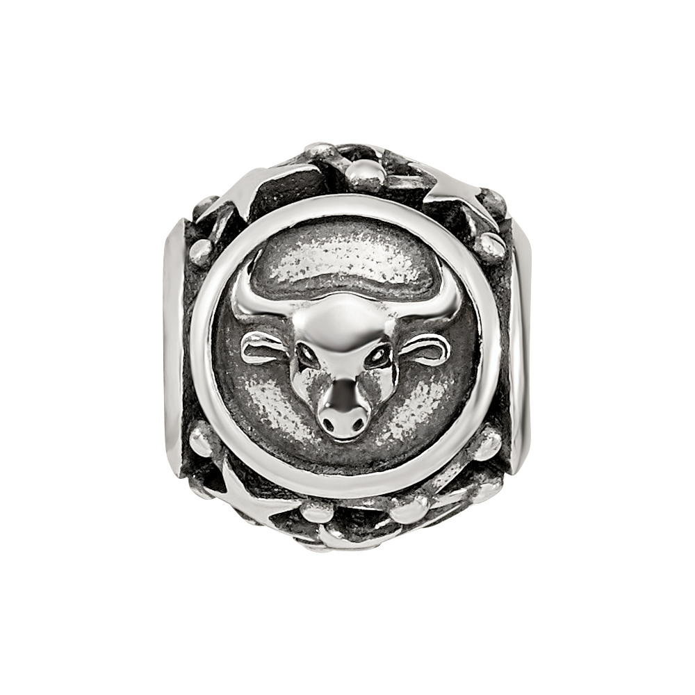 Sterling Silver Reflections Antiqued Zodiac Taurus Bead