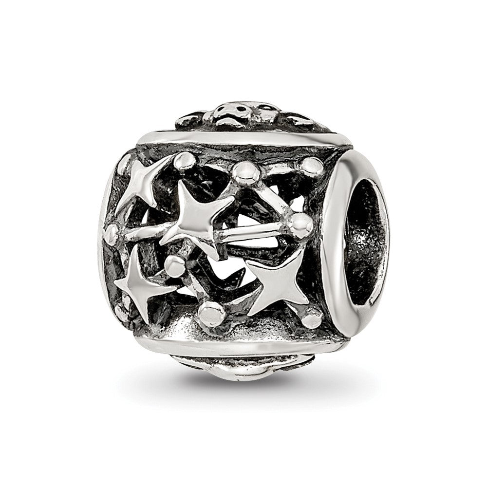 Sterling Silver Reflections Antiqued Zodiac Taurus Bead