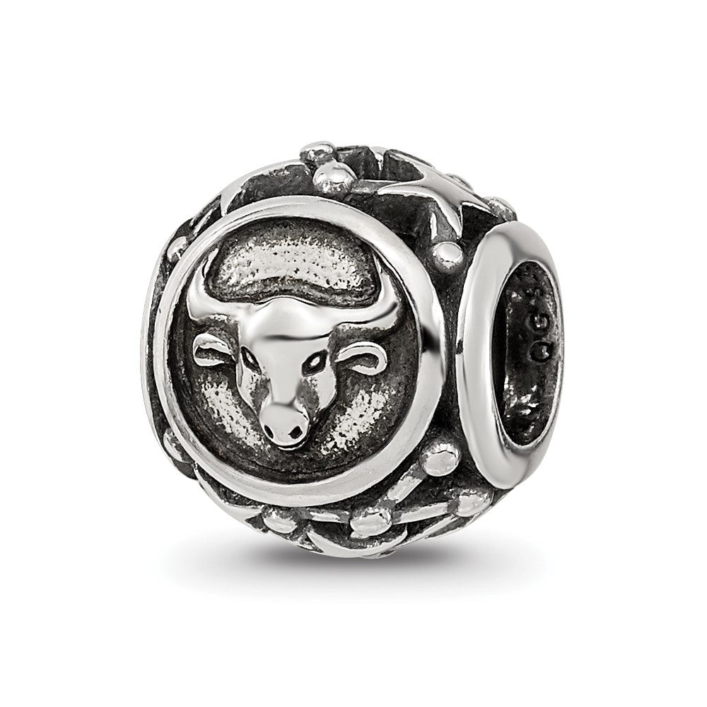 Sterling Silver Reflections Antiqued Zodiac Taurus Bead