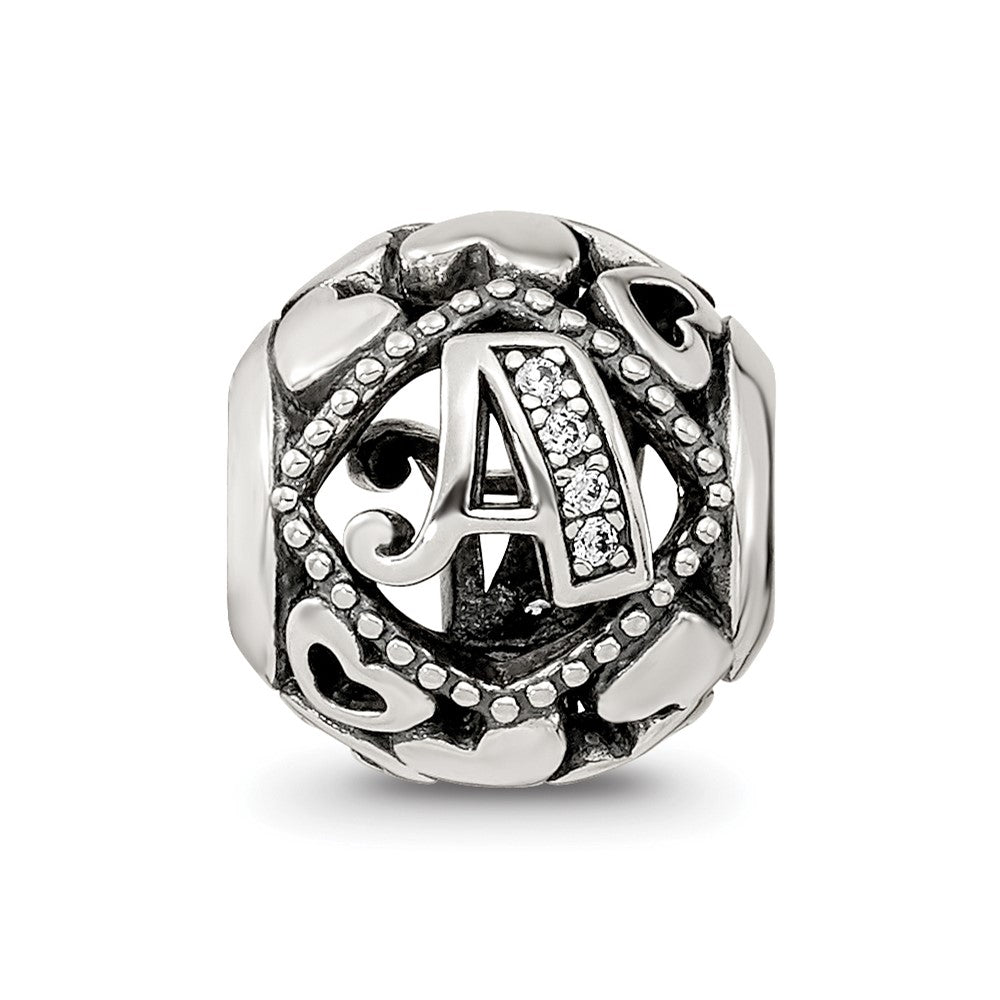 Sterling Silver Reflections CZ Letter A Bead