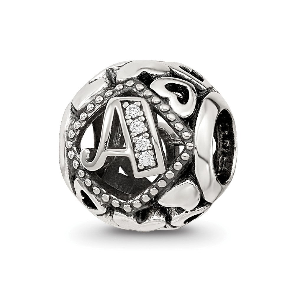 Sterling Silver Reflections CZ Letter A Bead