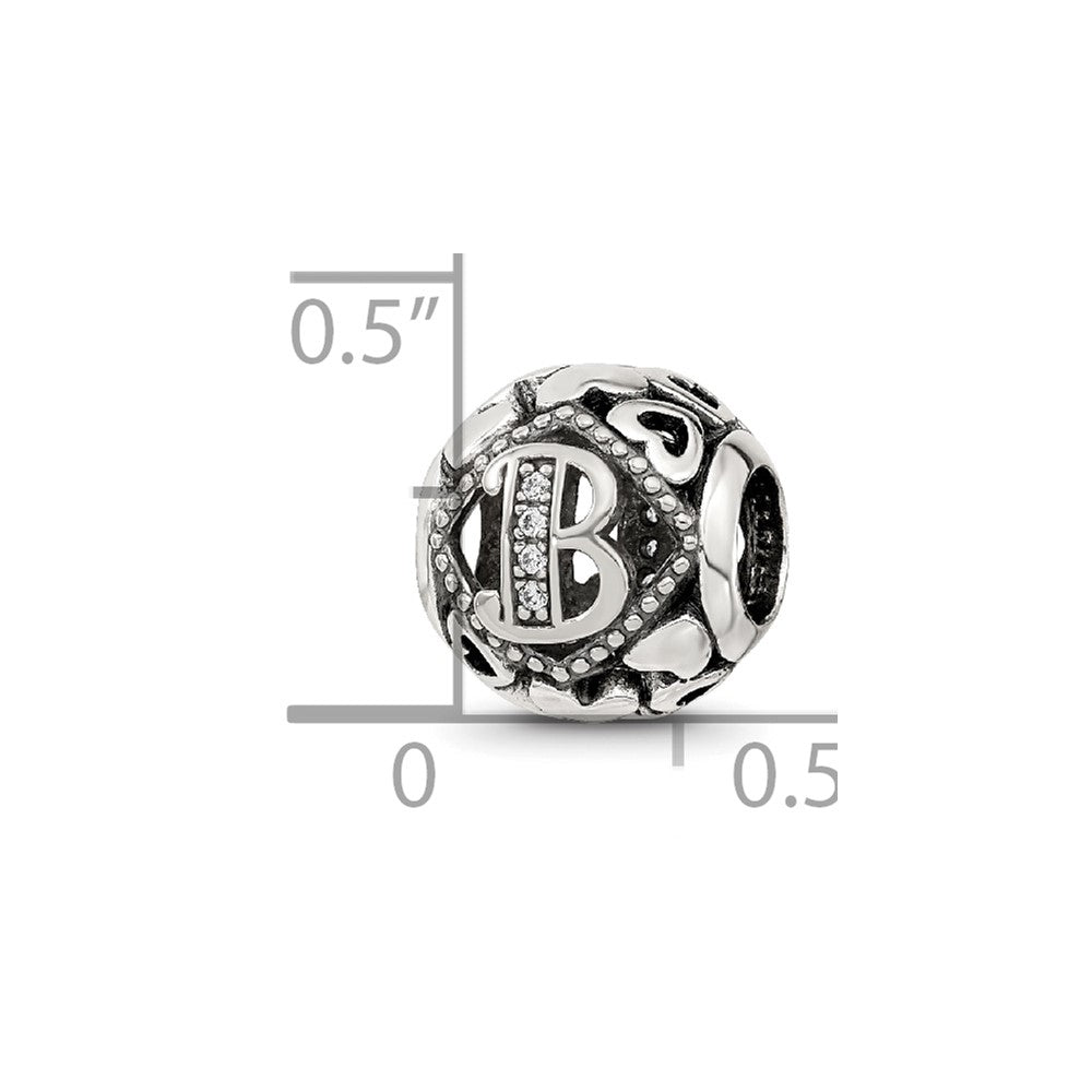 Sterling Silver Reflections CZ Letter B Bead