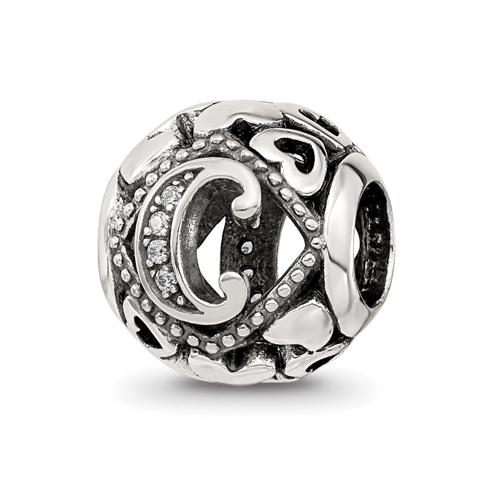 Sterling Silver Reflections CZ Letter C Bead