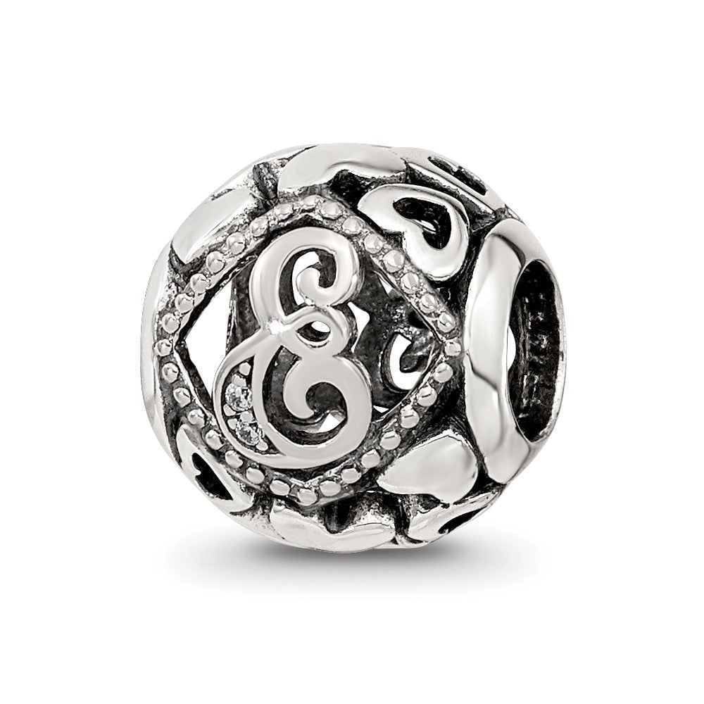 Sterling Silver Reflections CZ Letter E Bead