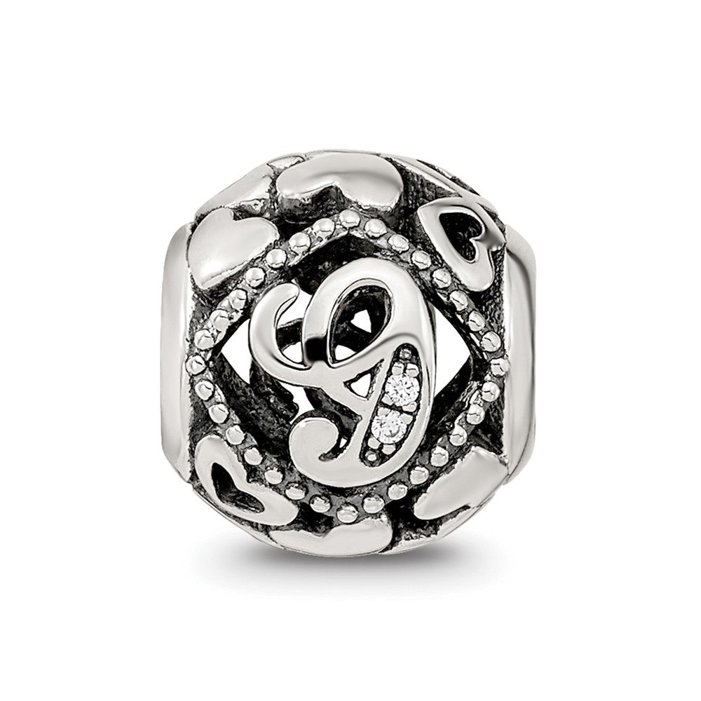 Sterling Silver Reflections CZ Letter G Bead
