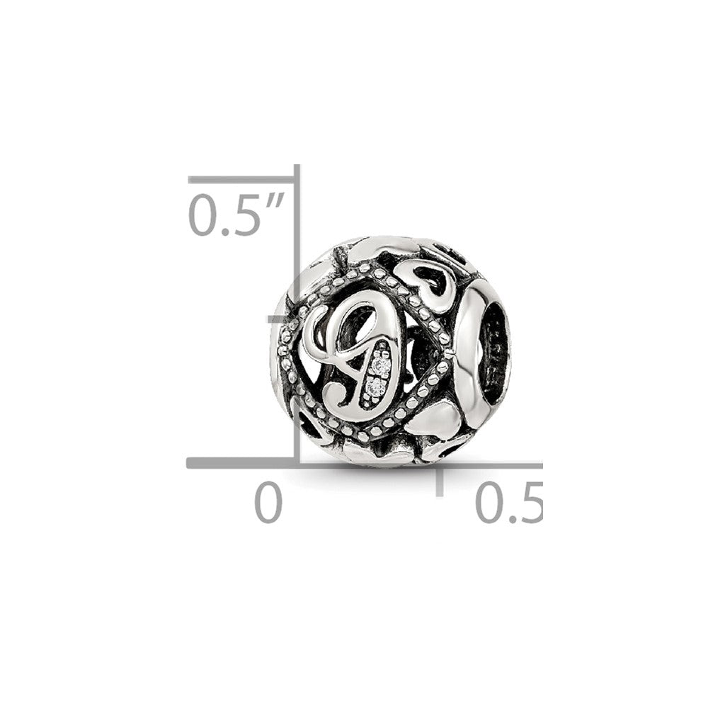 Sterling Silver Reflections CZ Letter G Bead