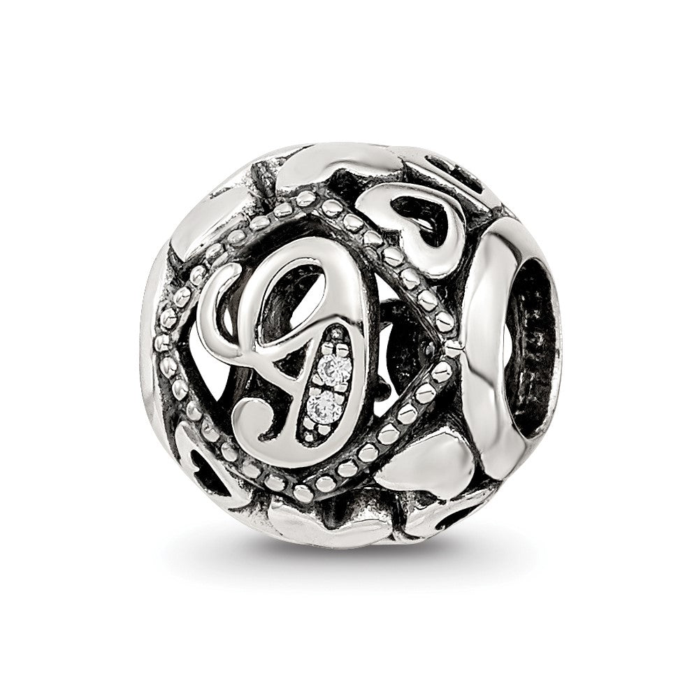 Sterling Silver Reflections CZ Letter G Bead