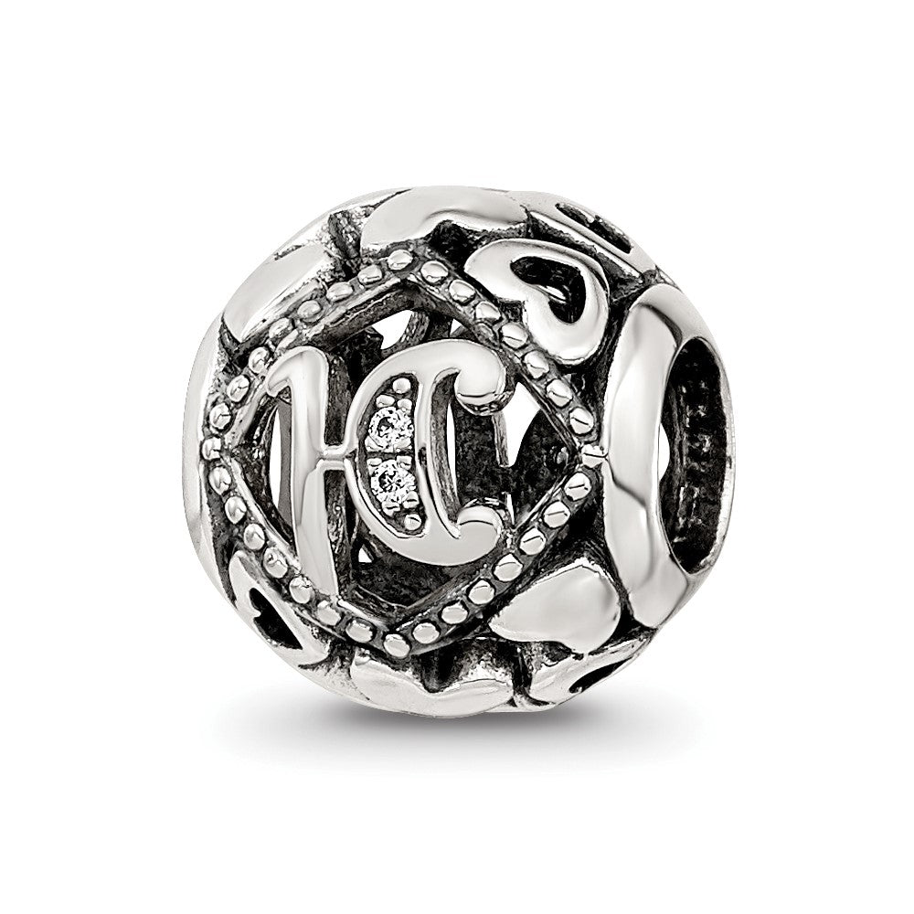Sterling Silver Reflections CZ Letter H Bead