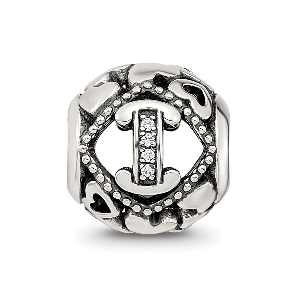 Sterling Silver Reflections CZ Letter I Bead