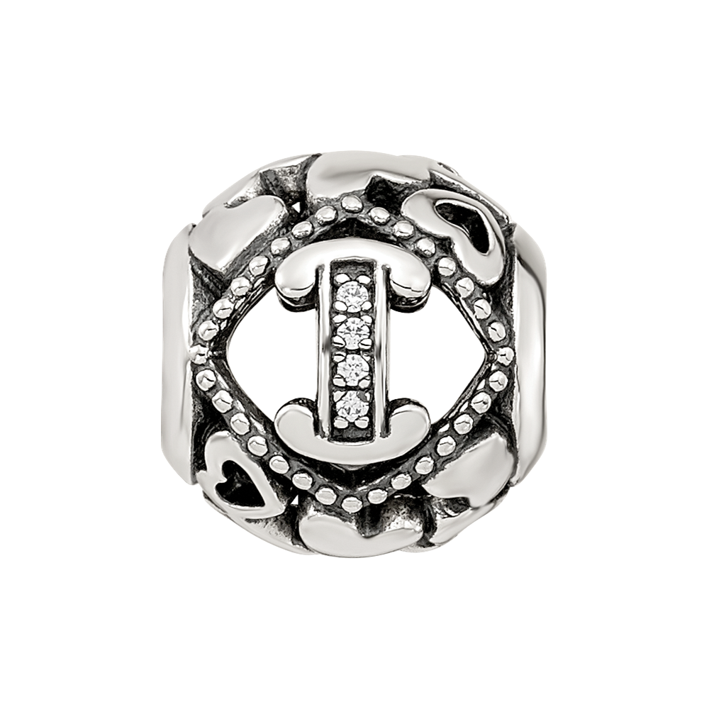 Sterling Silver Reflections CZ Letter I Bead