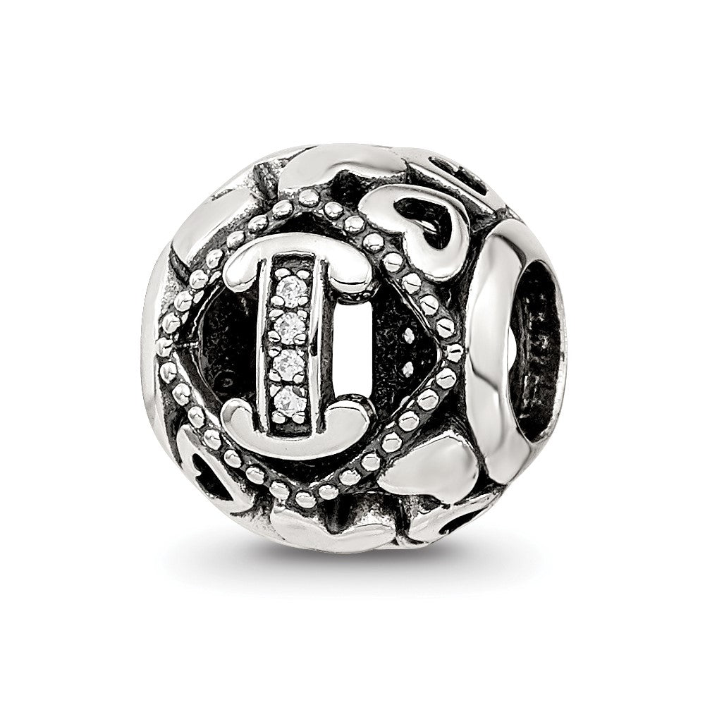 Sterling Silver Reflections CZ Letter I Bead