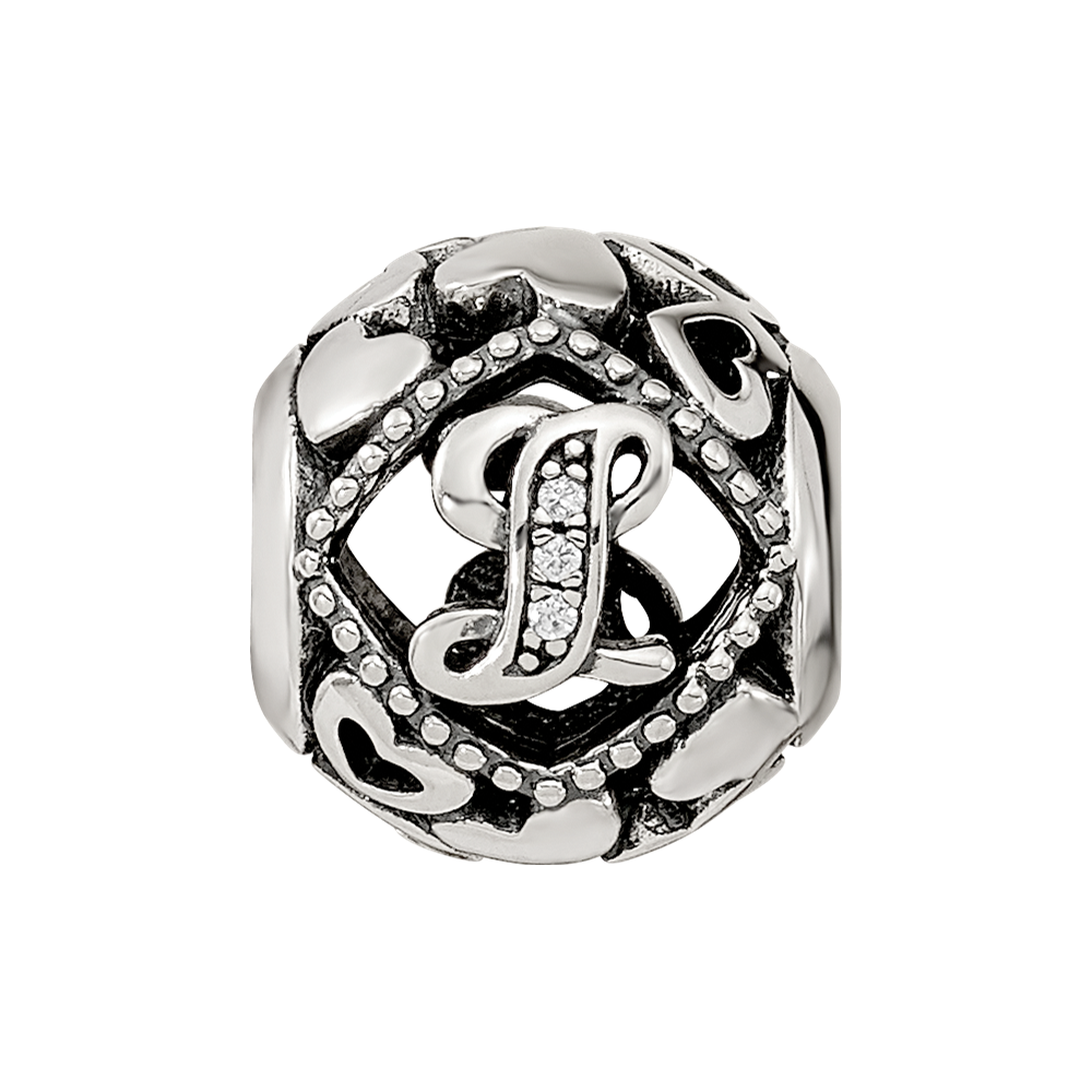 Sterling Silver Reflections CZ Letter L Bead