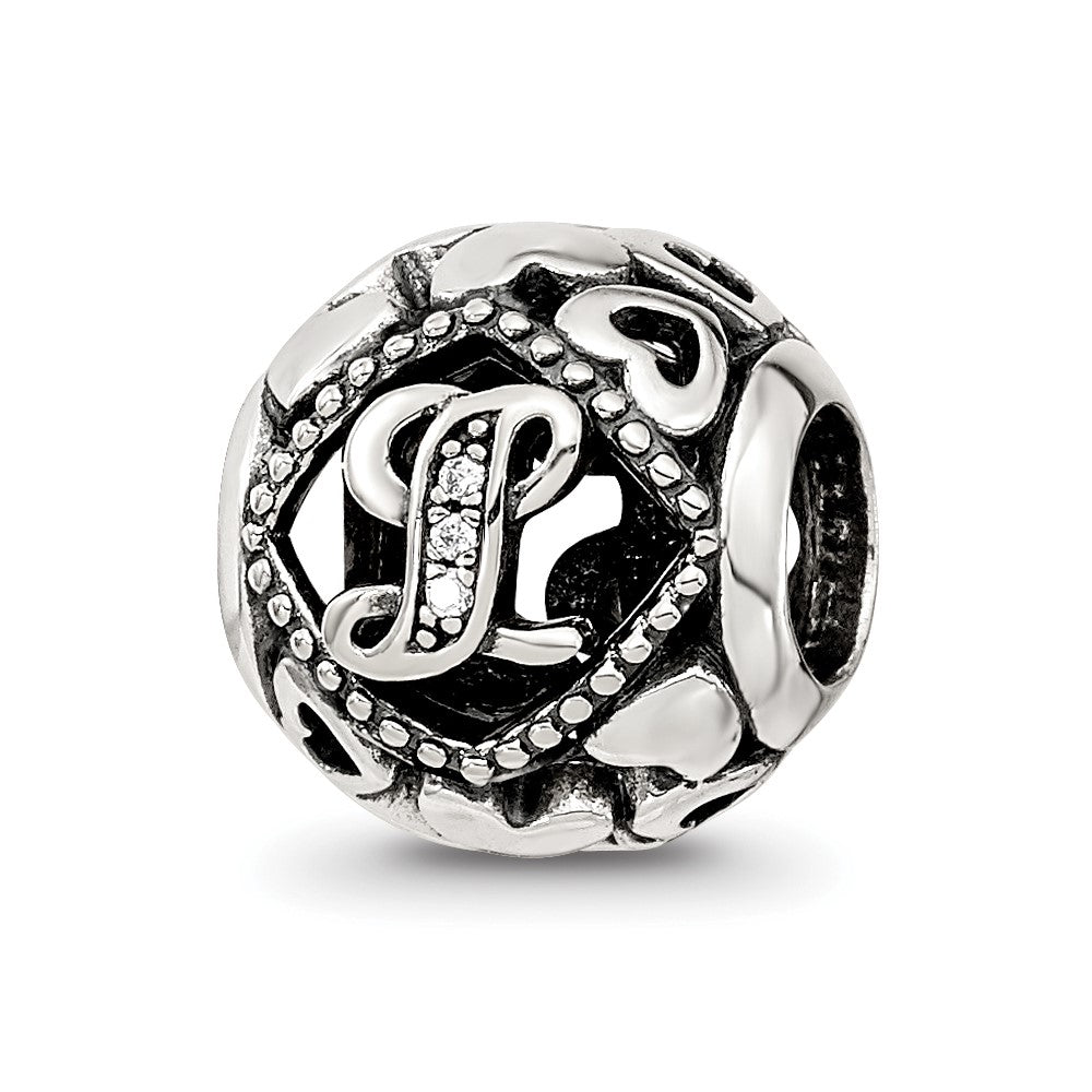 Sterling Silver Reflections CZ Letter L Bead