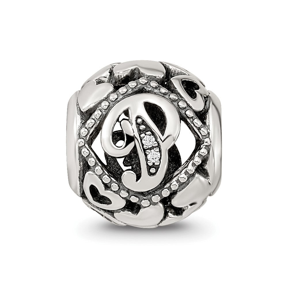 Sterling Silver Reflections CZ Letter P Bead