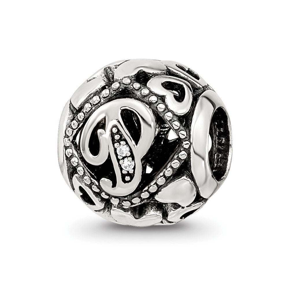 Sterling Silver Reflections CZ Letter P Bead