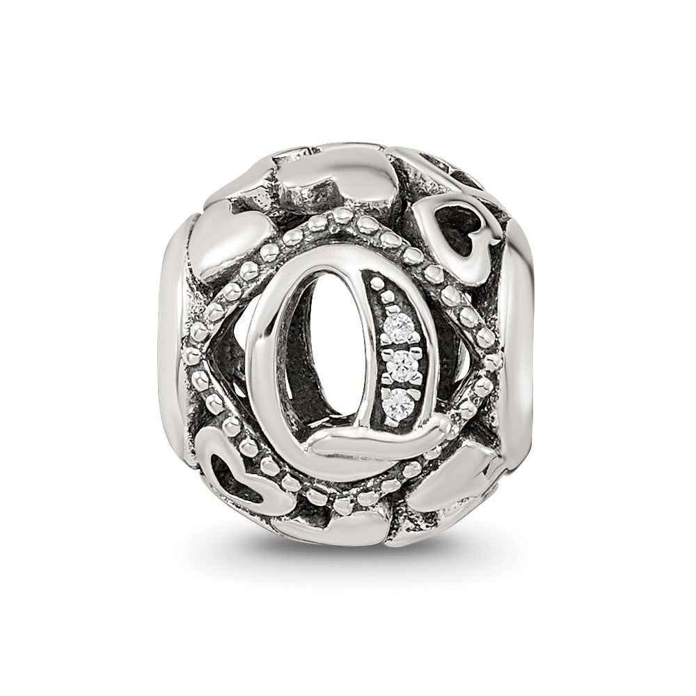 Sterling Silver Reflections CZ Letter Q Bead