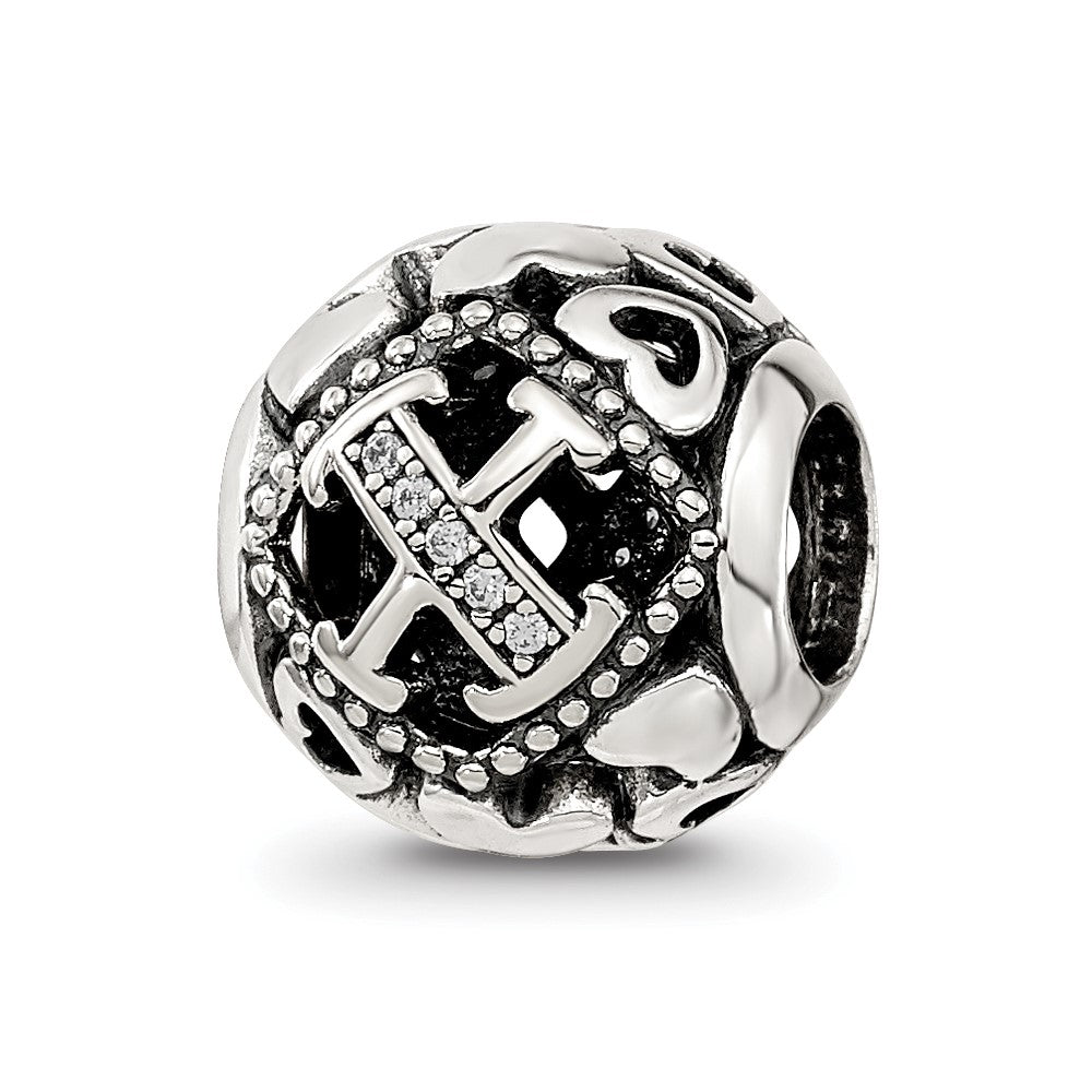 Sterling Silver Reflections CZ Letter X Bead