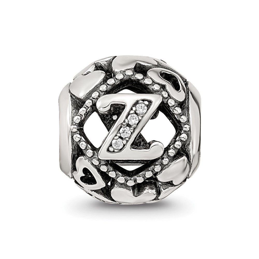 Sterling Silver Reflections CZ Letter Z Bead