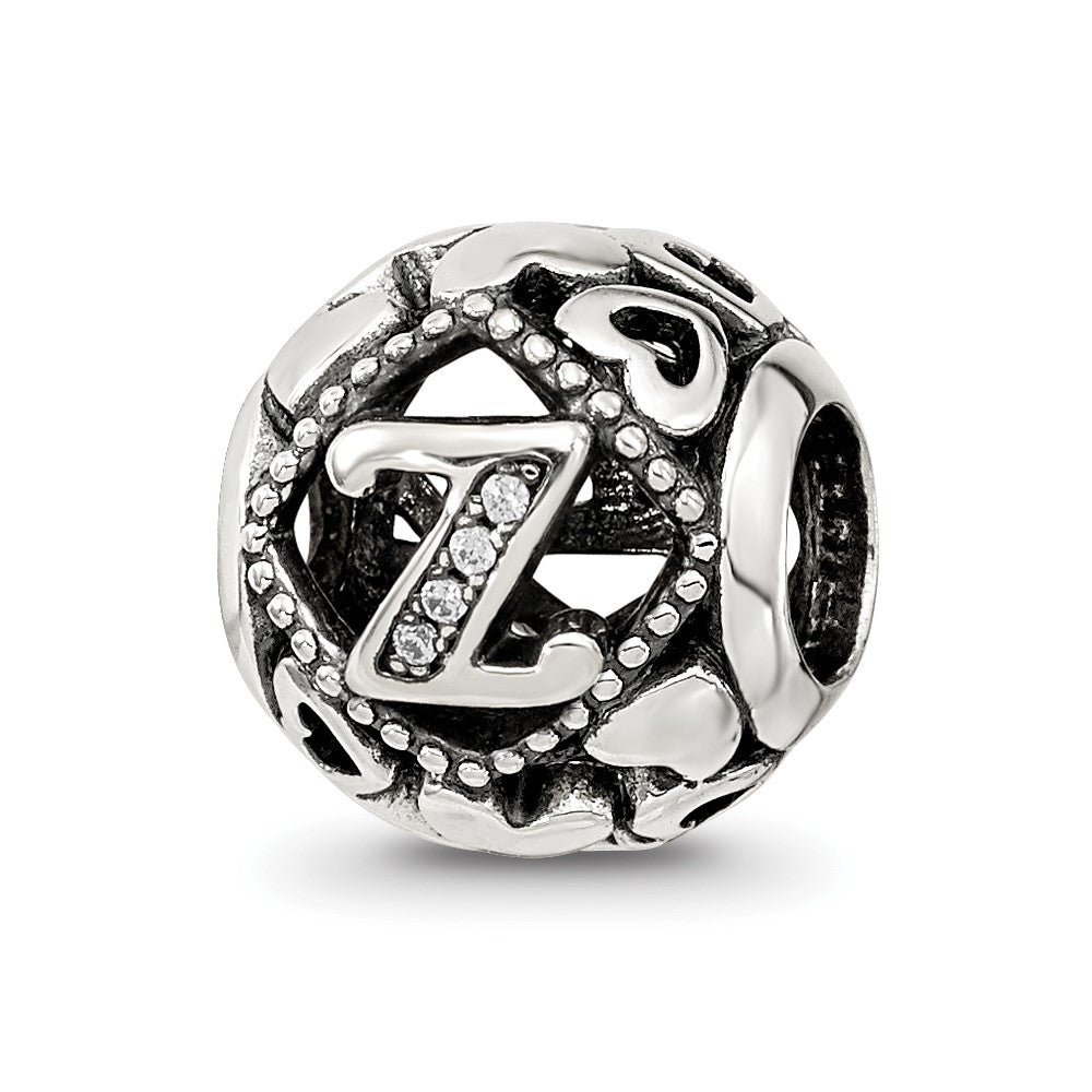 Sterling Silver Reflections CZ Letter Z Bead