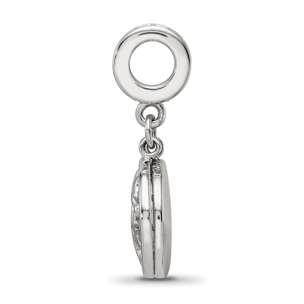 Sterling Silver Reflections Rhodium-plated Enamel CZ Dangle Bead