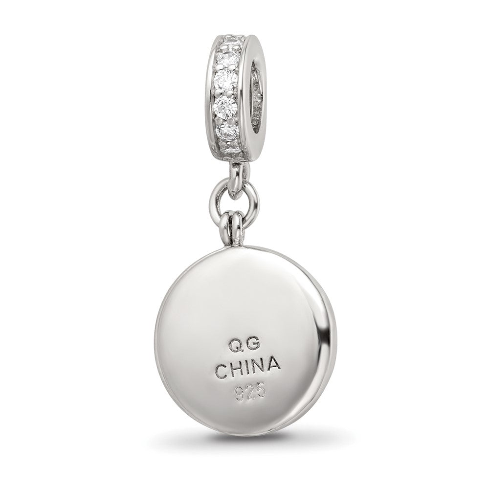 Sterling Silver Reflections Rhodium-plated Enamel CZ Dangle Bead