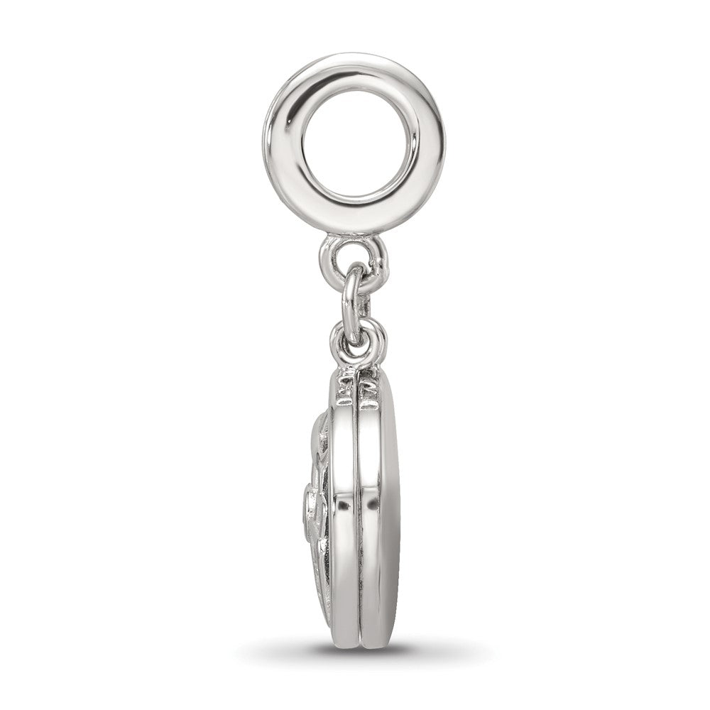 Sterling Silver Reflections Rhod-plated CZ Enamel Travel Dangle Bead