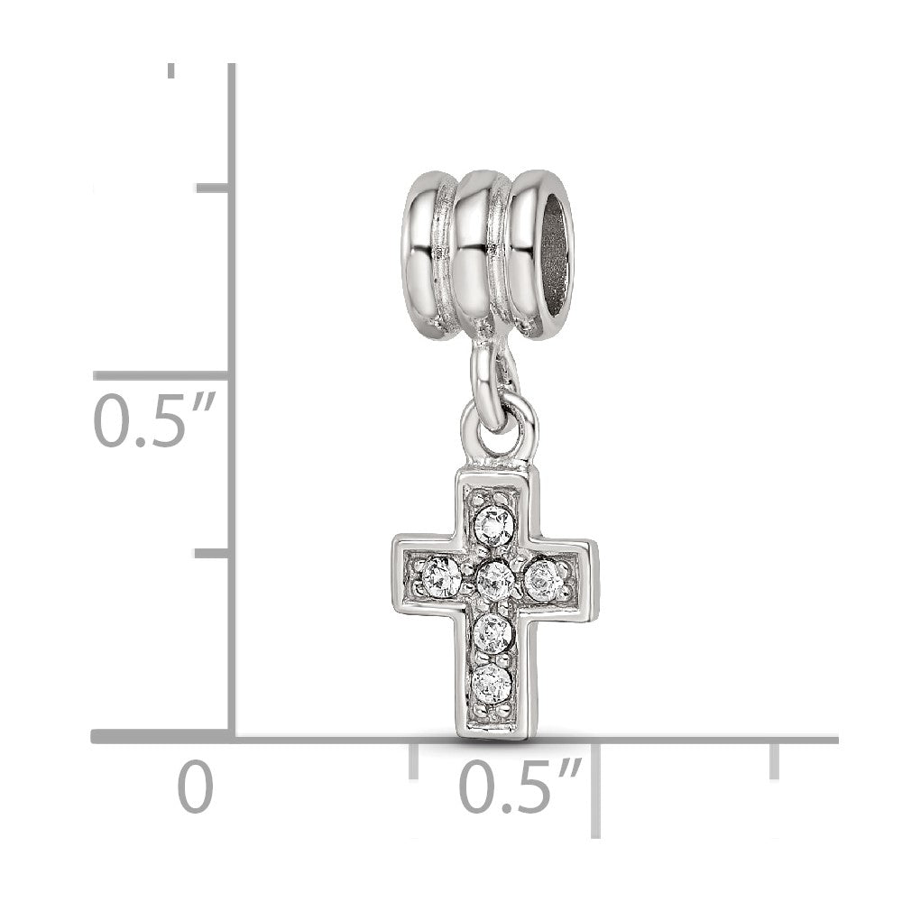 Sterling Silver Reflections Rhod-plated Crystals Cross Bead