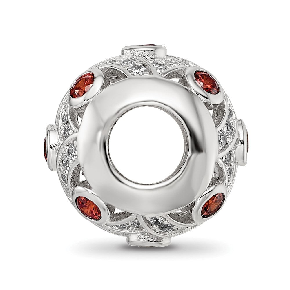 Sterling Silver Reflections Rh-plated Dark Orange/White CZ Cut-Out Bead