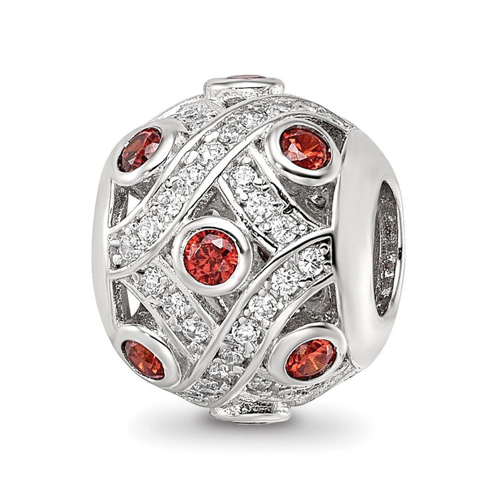 Sterling Silver Reflections Rh-plated Dark Orange/White CZ Cut-Out Bead
