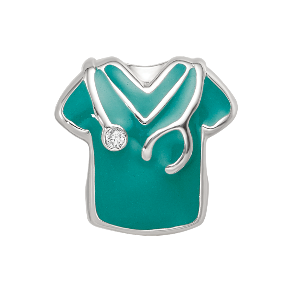 Sterling Silver Reflections Crystals Enamel Nurse Scrubs Bead