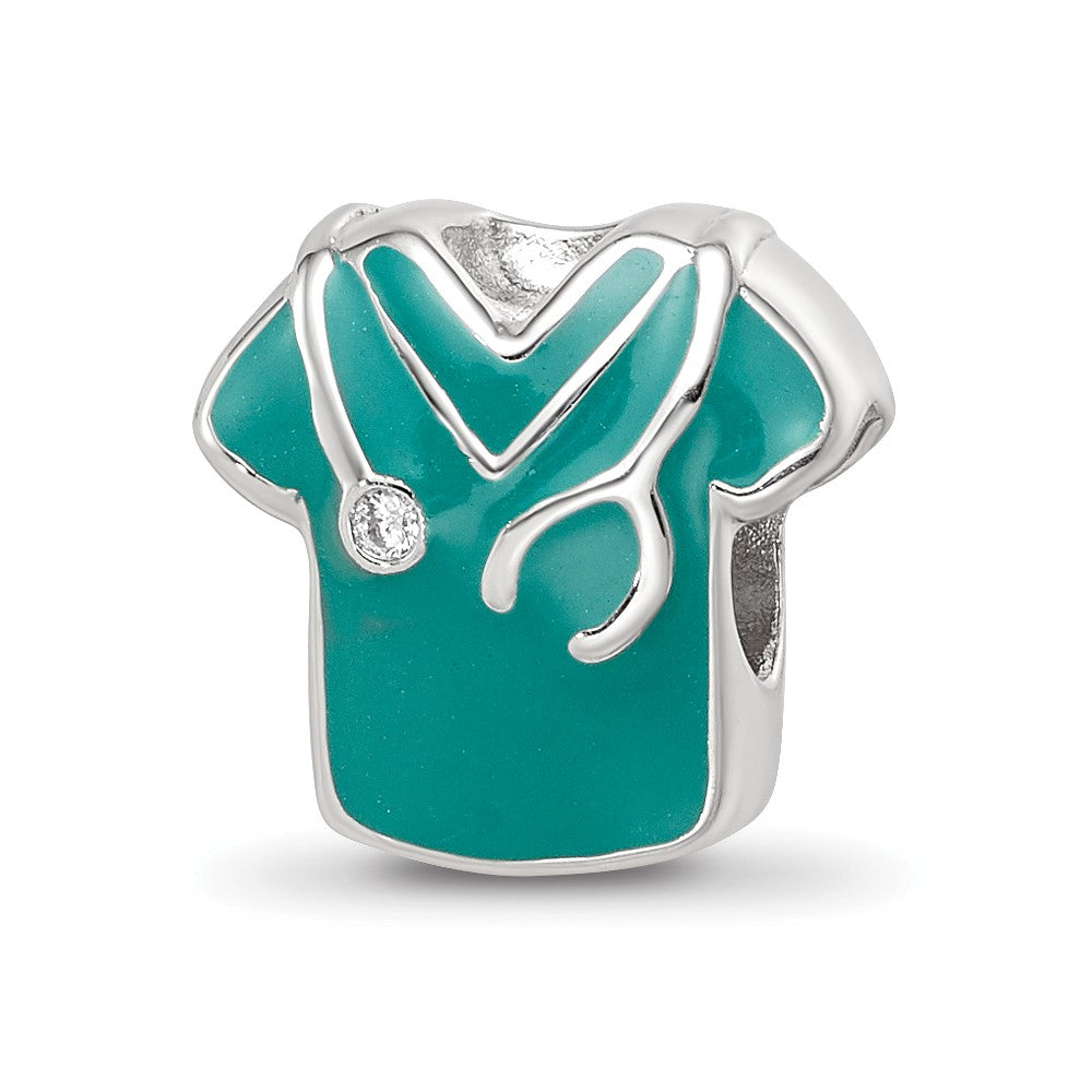 Sterling Silver Reflections Crystals Enamel Nurse Scrubs Bead