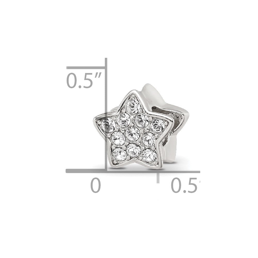 Sterling Silver Reflections Rhod-plated Crystals Star Bead