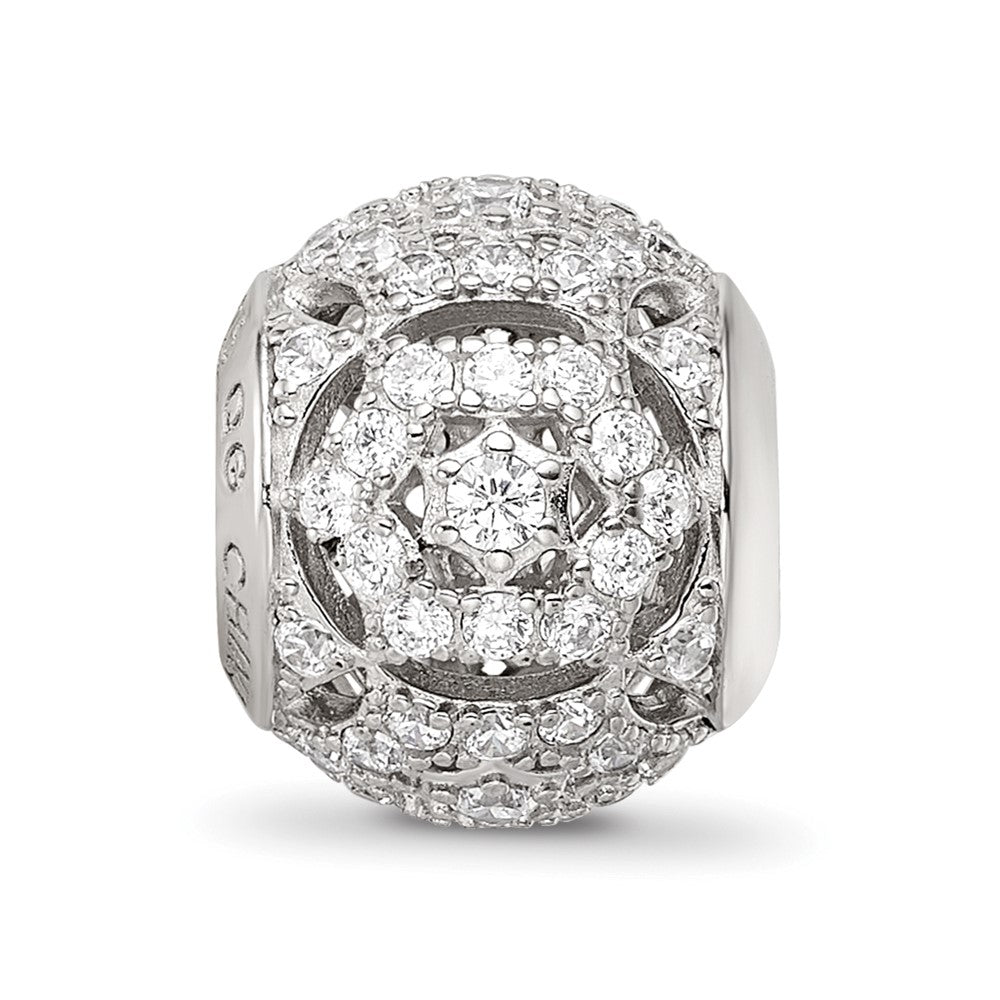 Sterling Silver Reflections Rhod-plated CZ Bead