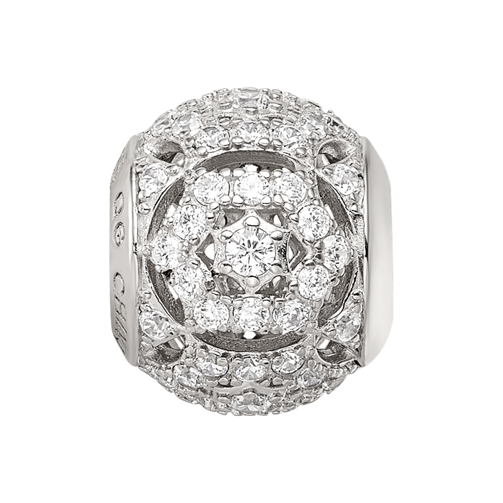 Sterling Silver Reflections Rhod-plated CZ Bead