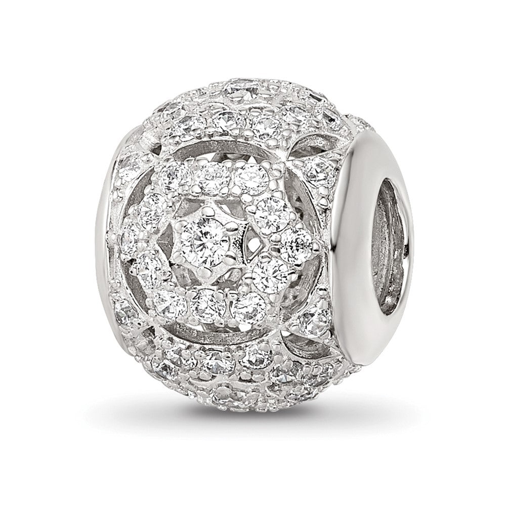Sterling Silver Reflections Rhod-plated CZ Bead